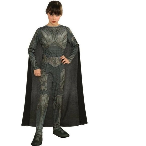 Superman Faora Halloween Costume 4/6 Jumpsuit w/ Boot Tops, Cape, Belt Girls - Picture 1 of 6